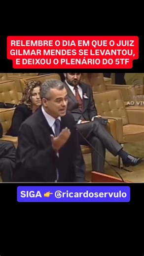 Ricardo Sérvulo on Instagram: "Relembre o dia em que o juiz do 5TF - Gilmar Mendes, deixou o plenário do 5TF ♻️ Em uma sessão de julgamento na Corte Suprema do Brasil 🇧🇷, um advogado levantava uma “questão de fato” (é uma matéria “importante” a ser tratada no processo - que pode afetar diretamente o resultado do julgamento), e o juiz Gilmar Mendes disse que “não admitia” essa atuação legal (a questão de fato) do advogado, pois argumentava que o conteúdo levado já estava dentro do processo, e 