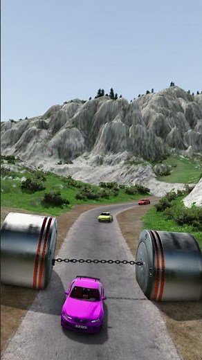 sport car & police vs big bollard #beamngdrive #beamng