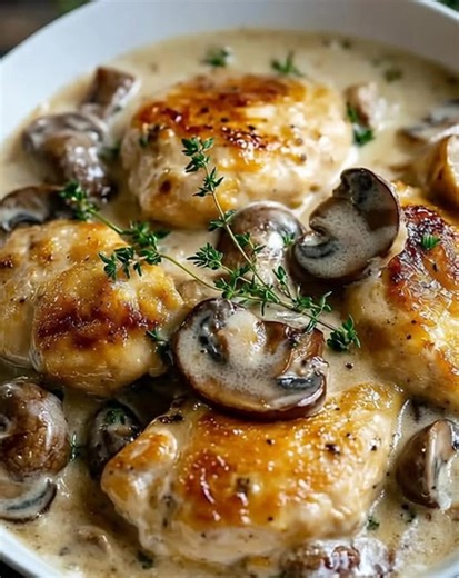 Chicken in a Creamy Asiago Mushroom Sauce: A Decadent Skillet Delight "After a long day, I needed a recipe that felt like a warm hug, and this creamy dish did not disappoint! The rich flavors and tender chicken made our dinner feel like a special occasion." This Chicken in a Creamy Asiago Mushroom Sauce is comfort food elevated, perfect for cozy nights in or impressing guests. Ingredients 1½ lbs boneless, skinless chicken breasts 1 cup sliced mushrooms ½ cup heavy cream ¾ cup grated Asiago chees