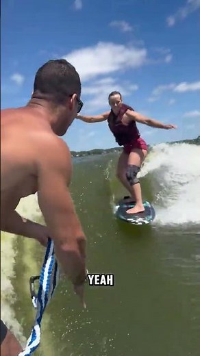 First time wake surfing! 🏄‍♀️ They said they had never seen anyone doing as well on the first tries