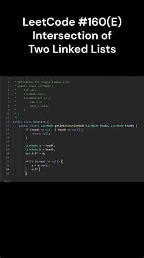 LeetCode #160(E) ntersection of Two Linked Lists #java #shorts #JoeAndChill