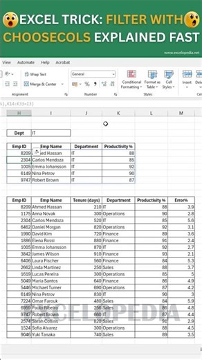 Excel Trick: FILTER with CHOOSECOLS Explained Fast #excelopedia #learnexcel #choosecols