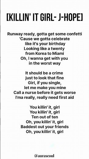 killing' it girl (jhope) song lyrics