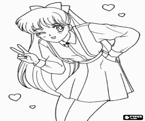 Minako Aino is Sailor Venus coloring page printable game