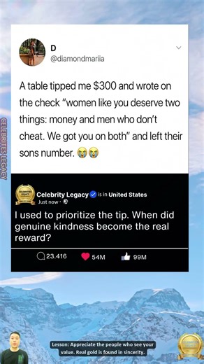 A generous tip and a message that restores your faith in genuine people today