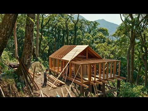Young Man Builds a STUNNING Wooden House in the Forest in 120 Days | Start to Finish