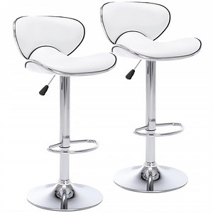Adjustable Swivel Bar Stools Set of 2, Modern Upholstered Bar Chairs for Kitchen Island Dining Room Pub Counter(White)