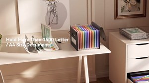 ABC life 12-Pocket Accordion File Organizer, Expandable File Folder with Colorful A-Z Tabs, Portable Bill & Receipt Organizer, Desktop Letter/A4 Document Storage for Home & Office-Black Matt