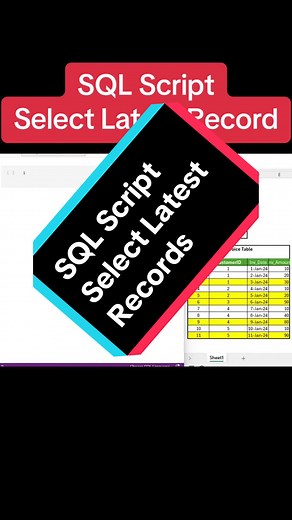 SQL Script Select Latest Records #Excel #powerbi #powerquery #python #dataanalysis #exceltips #exceltricks #DataGuru #function #canada #dashboard #excelexpert #Datavisualization #macro #vba #sql #Dax #tableau #LearnOnTikTok #data #analysis #dataanalysis