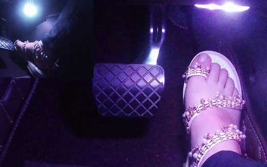 white flat sandals pedal pumping