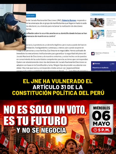 EL JNE vulneró Art. 31 de la Constitución del Perú