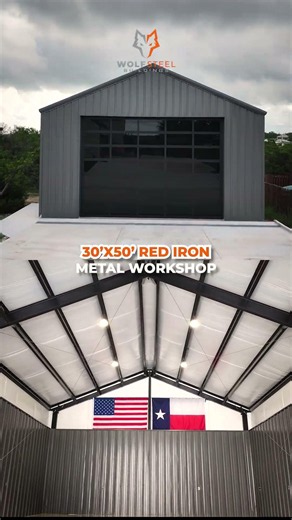 This 30'x50' red iron shop is packed with details, from the glass door to polished floors.
