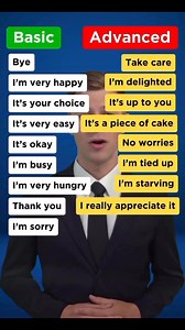 2.3K views · 74 reactions | Basic vs advanced English #speaking #vocabularyadvanced #english advanced english for interviewenglish speaking course todayenglish speaking practice advancedenglish speaking practice showenglish club activities in schooladvanced english conversation with subtitleadvance english sentenceamerican english conversationadvanced english pronunciation practiceadvance english word meaningenglish speaking practice with foreigners | English Learning | Facebook