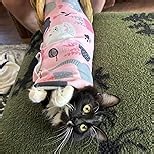 27.6" Cat Wrap for Grooming-Premium Cat Grooming Wrap Cat Restraint for Nail Clipping, Self-Adherent Soft Cat Blanket to Wrap Cat Anti-Scratch Anti-Escape Grooming Bag (Blue, XL(Within 17lbs))