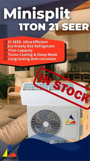 Upgrade your comfort today! ❄️🔥 Our 1 Ton • 21 SEER Inverter minisplit is in stock and ready for pickup in Houston & Brownsville. • Ultra-efficient performance • R32 eco-friendly refrigerant • Turbo cooling & sleep mode • Quiet and durable • Perfect for bedrooms, offices & small spaces Limited units available — message us now to secure yours! 📞 (832) 338-5378 🌐 www.airesconfort.com 📍 13626 Reeveseton Rd, Houston TX 77039 #Confortotal #HVAC #InverterAC #21SEER #EnergyEfficient #TexasCooling #