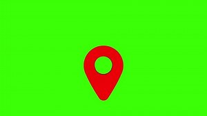 Dynamic location point moving on green background. 4k animation.