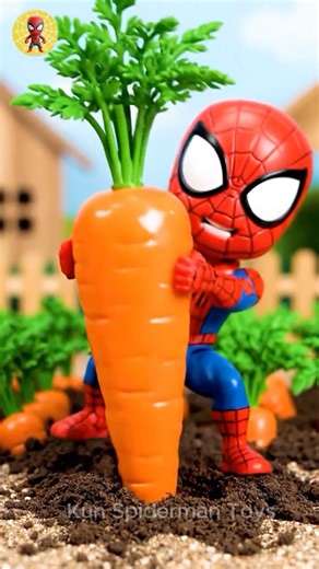 Spider Man Goes Carrot Harvesting! A Chaotic Vegetable Garden 😱🥕 #spiderman #hulk #shorts