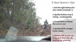 Ronny Dahl, the man behind 4-Wheeling-in-western-australia, shares his top 5 dual battery tips for the 4x4 bloke (or gal) that wants to get off-grid seriously (and safely). For the full video, visit: https://www.youtube.com/watch?v=QuL4Mm5Xnvs&t | REDARC Electronics