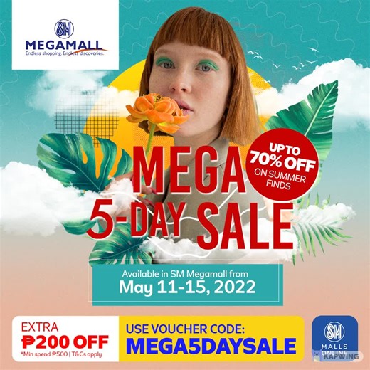 SM MEGAMALL 5-DAY Sale starts now! 📣 MEGA deals and discounts await with up to 70% Off on your favorite brands! 🛍 | SM MEGAMALL