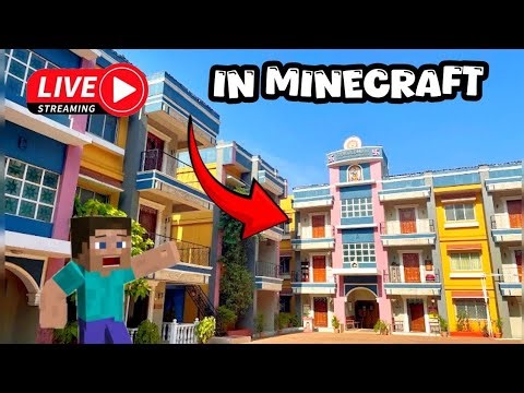Gokuldham society in minecraft build But Dual live streaming 😲 🛑 #minecraft #society #live #viral