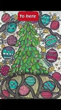 Christmas Tree and Ornaments - Watercolor Reverse Coloring & Doodle Details