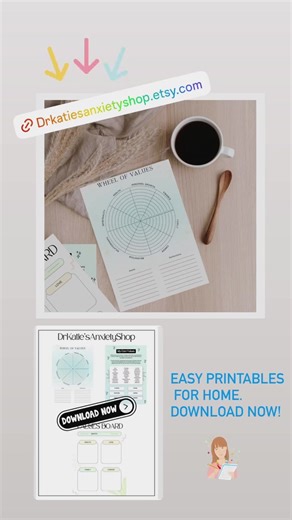 Do you want easy printable worksheets and anxiety templates now? Go to Etsy! https://drkatiesanxietyshop.etsy.com #anxietytoolbox #etsyshop #therapytiktok