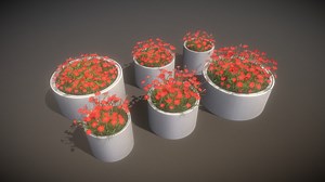 Concrete Pipe Pots With Red Flowers - Buy Royalty Free 3D model by VIS-All-3D (@VIS-All)