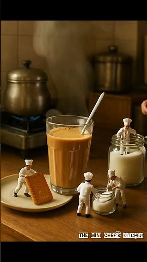 The mini chefs are working with Chefs and making milk tea ☕#miniaturechefs #shorts