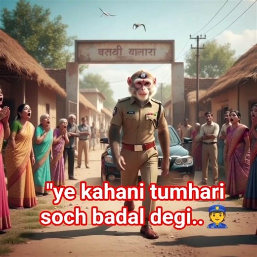 Jis Par Gaon Hansa, Wahi Bana IPS👮#monkey #aivideo #tendingshorts #viral#viilagelife #ips