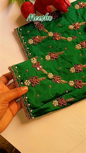 Pinterest maggam work blouse designs #meeshohaul #meesho #maggamwork #green #youtubeshorts