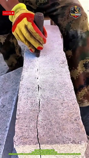 Manual Granite Stone Splitting Using a Stone Chisel #traditionaltools
