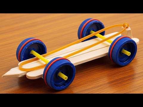 How to make a DIY rubber toy car with an elastic band