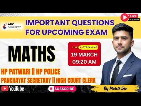 Maths Important Questions for HP Exam 2026 | Patwari | Police | Panchayat Secretary | Clerk