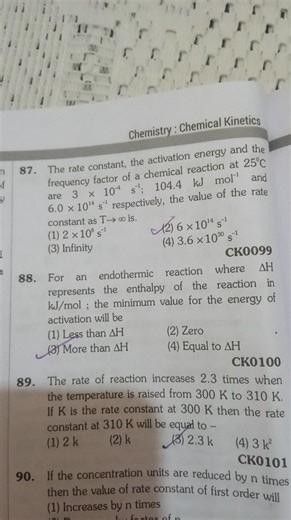 The rate constant, the activation energy and the frequency fact... | Filo