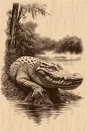 Silver Pack®! Alligator Laser Engraving File PNG, JPEG High Resolution, Rustic Wildlife Art  Png_svg_pdf_eps(full-color Vector Format) - Etsy
