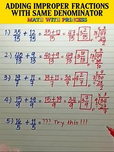 Adding Improper Fractions With Same Denominator #mathwithprincess #mathviralvideo #mathviral #math #mathlessons #learningisfun #mathreview #mathisfun #mathtutorial | Math with Princess