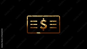Dollar currency symbol with a sparkling golden style. gold dollar sign on a black background. Ideal for finance, money, investment, and business-related designs and concepts. Symbolizes wealth