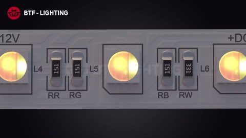 BTF-LIGHTING 5050 RGBW RGB+Warm White(2700K-3000K) 4 Colors in 1 LED Tape Light DC12V 5m 16.4ft 60LED/m Multi-Colored IP30 White 12mm PCB for Bedroom Kitchen Home Decoration(No Adapter or Controller)