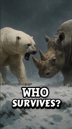 POLAR BEAR Attacks RHINO… Big Mistake! 😳 #whowouldwin #polarbear #rhino #animalbattle #wildlife
