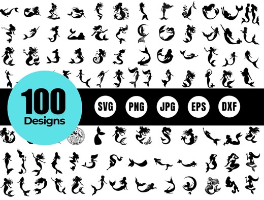 Mermaid SVG Bundle, Mermaid PNG, Mermaid Clip Art, Mermaid Cut Ready Digital Design for Cricut Silhouette - Etsy