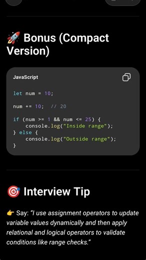 Javascript Program using assignment operator #shorts