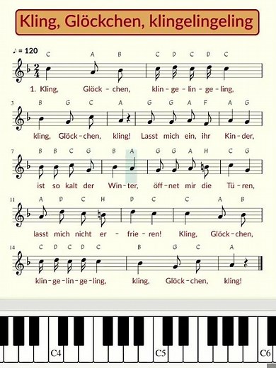 Kling, Glöckchen, klingelingeling / Text und Noten / #Shorts