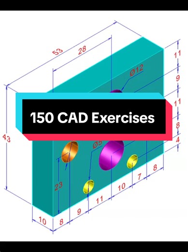 Ex.112-Sử dụng lệnh cylinder và Solidedit. 💻🔧 #150cadexercises #autocadtutorial #autocad3d #Cylinder #Solidedit