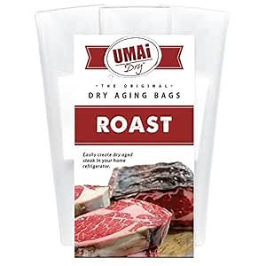 UMAi Dry Aging Bag for Steaks, Pack of 3, Dry Age Bags for Meat, Boneless or Bone-In Rib Roast Cuts up to 8-10 lbs, Home Steak Ager Bags, No Vacuum Sealer Required, Tender Aged Beef in 28-45 Days