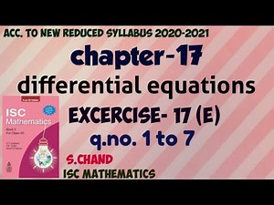 Differential equations Ex-17(e).1 | class12 | isc | s chand