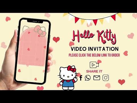 Hello Kitty Birthday Video Invitation - Hello Kitty Love Theme Party Invite
