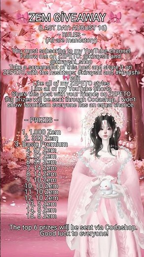 The top 6 prizes will be sent via Codashop. Good luck to everyone!