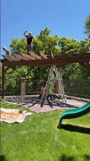 Pergola install: timber frame construction time lapse — pergola build to backyard transformation