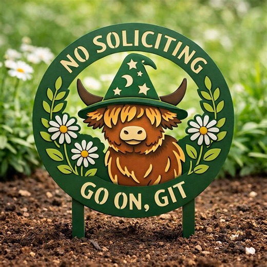 Funny Highland Cow Garden Sign, No Soliciting Yard Sign, Cute Cow Yard Decor, Outdoor Metal Garden Stake - Etsy