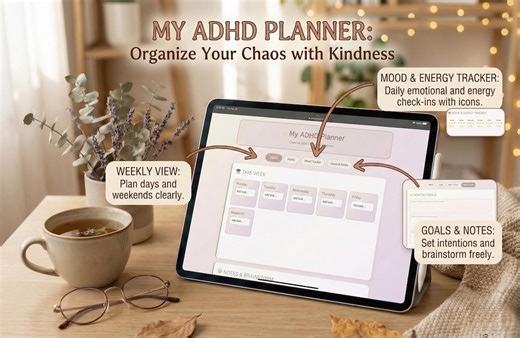 ADHD Digital Planner, Neurodivergent-friendly, Weekly, Habit & Mood Tracker (instant Download HTML File) - Etsy Canada